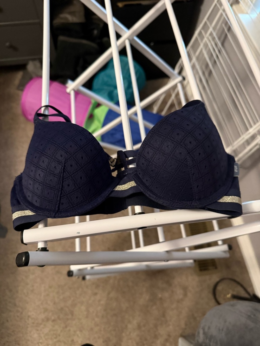 Aerie Women’s Navy Padded Lace-Detail Bra